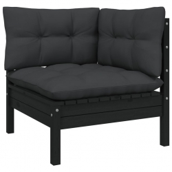 2-osobowa sofa ogrodowa z antracytowymi poduszkami, sosnowa