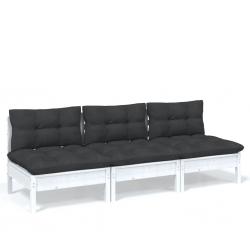 3-osobowa sofa ogrodowa z antracytowymi poduszkami, sosnowa