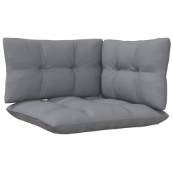 3-osobowa sofa ogrodowa z szarymi poduszkami, drewno sosnowe