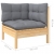 3-osobowa sofa ogrodowa z szarymi poduszkami, drewno sosnowe