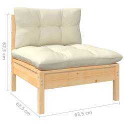 4-osobowa sofa ogrodowa z kremowymi poduszkami, drewno sosnowe