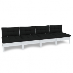 4-osobowa sofa ogrodowa z antracytowymi poduszkami, sosnowa