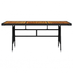 Stół ogrodowy, czarny, 160x70x72 cm, rattan PE i drewno akacjowe
