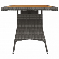 Stół ogrodowy, szary, 130x70x72 cm, rattan PE i drewno akacjowe