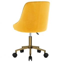 Obrotowe krzesło stołowe, żółte, aksamitne