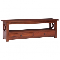 Szafka pod TV, brązowa, 115x30x40 cm, lite drewno mahoniowe
