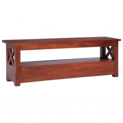 Szafka pod TV, brązowa, 115x30x40 cm, lite drewno mahoniowe