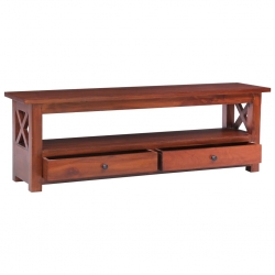 Szafka pod TV, brązowa, 115x30x40 cm, lite drewno mahoniowe