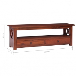 Szafka pod TV, brązowa, 115x30x40 cm, lite drewno mahoniowe