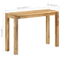 Stolik konsola, 110 x 35 x 76 cm, surowe drewno mango
