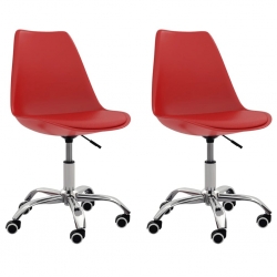 Krzesła stołowe, 2 szt., czerwone, sztuczna skóra