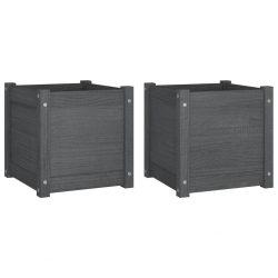Skrzynie ogrodowe na kwiaty, 2 szt., szare, 40x40x40 cm, sosna
