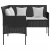 Sofa w kształcie litery L z poduszkami, rattan PE, czarna