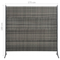 Parawan pokojowy, rattan PE, antracytowy, 175 x 180 cm