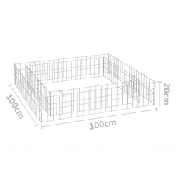 Podwyższona donica gabionowa, galwanizowana stal, 100x100x20 cm