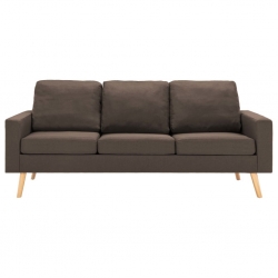 3-osobowa sofa, brązowa, tapicerowana tkaniną