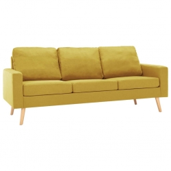 3-osobowa sofa, żółta, tapicerowana tkaniną