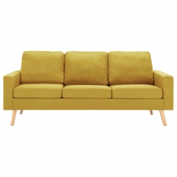 3-osobowa sofa, żółta, tapicerowana tkaniną