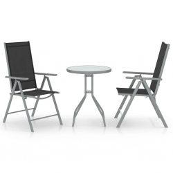3-cz. zestaw mebli bistro, aluminium i textilene, srebrny