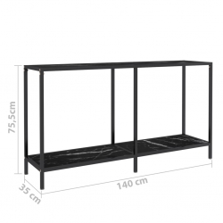Stolik konsolowy, czarny, 140x35x75,5 cm, szkło hartowane