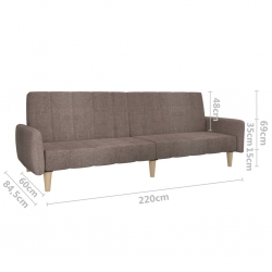 2-osobowa kanapa, kolor taupe, tapicerowana tkaniną