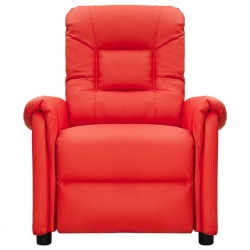 Fotel rozkładany, czerwony, sztuczna skóra