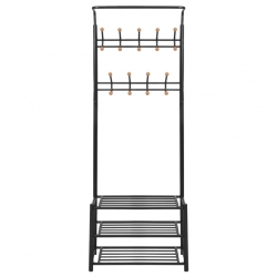 Wieszak na ubrania z półkami na buty, 68x32x182,5 cm, czarny