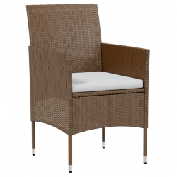 3-częściowy zestaw mebli ogrodowych, rattan PE, brązowy