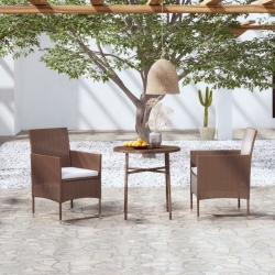 3-częściowy zestaw mebli ogrodowych, rattan PE, brązowy
