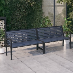 Podwójna ławka ogrodowa, 251 cm, stal i WPC, czarna