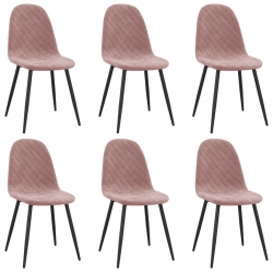 Krzesła stołowe, 6 szt., różowe, obite aksamitem