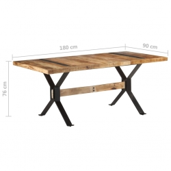 Stół jadalniany, 180 x 90 x 76 cm, surowe drewno mango