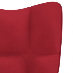 Fotel z podnóżkiem, winna czerwień, obity aksamitem