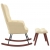 Fotel bujany z podnóżkiem, kremowy, tapicerowany aksamitem