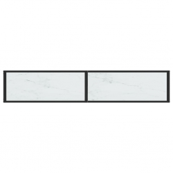 Konsola, biały marmur, 180x35x75,5 cm, szkło hartowane