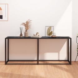 Konsola, czarny marmur, 180x35x75,5 cm, szkło hartowane