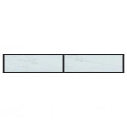 Konsola, biały marmur, 220x35x75,5 cm, szkło hartowane