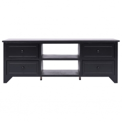 Szafka pod TV, czarna,108x30x40 cm, drewno paulownia