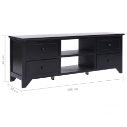 Szafka pod TV, czarna,108x30x40 cm, drewno paulownia