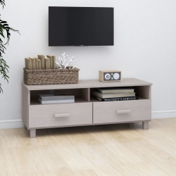 Szafka pod TV, biała, 106x40x40 cm, lite drewno sosnowe