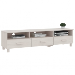 Szafka pod TV, biała, 158x40x40 cm, lite drewno sosnowe