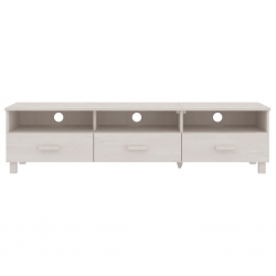 Szafka pod TV, biała, 158x40x40 cm, lite drewno sosnowe