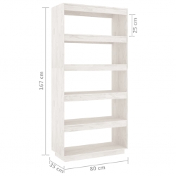 Regał/przegroda, biały, 80x35x167 cm, lite drewno sosnowe