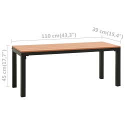 Ławka ogrodowa, 110 cm, stal i WPC, brązowo-czarna