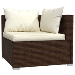2-osobowa sofa z poduszkami, brązowa, polirattan