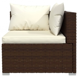 3-osobowa sofa z poduszkami, brązowa, polirattan