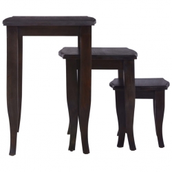 Stoliki boczne, sztaplowane, 3 szt., czarne, drewno mahoniowe