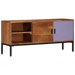 Szafka pod TV, miodowy brąz i szary, 110x30x50 cm, lita akacja