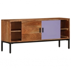 Szafka pod TV, miodowy brąz i szary, 110x30x50 cm, lita akacja