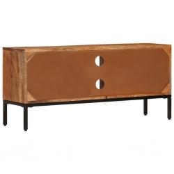 Szafka pod TV, miodowy brąz i szary, 110x30x50 cm, lita akacja